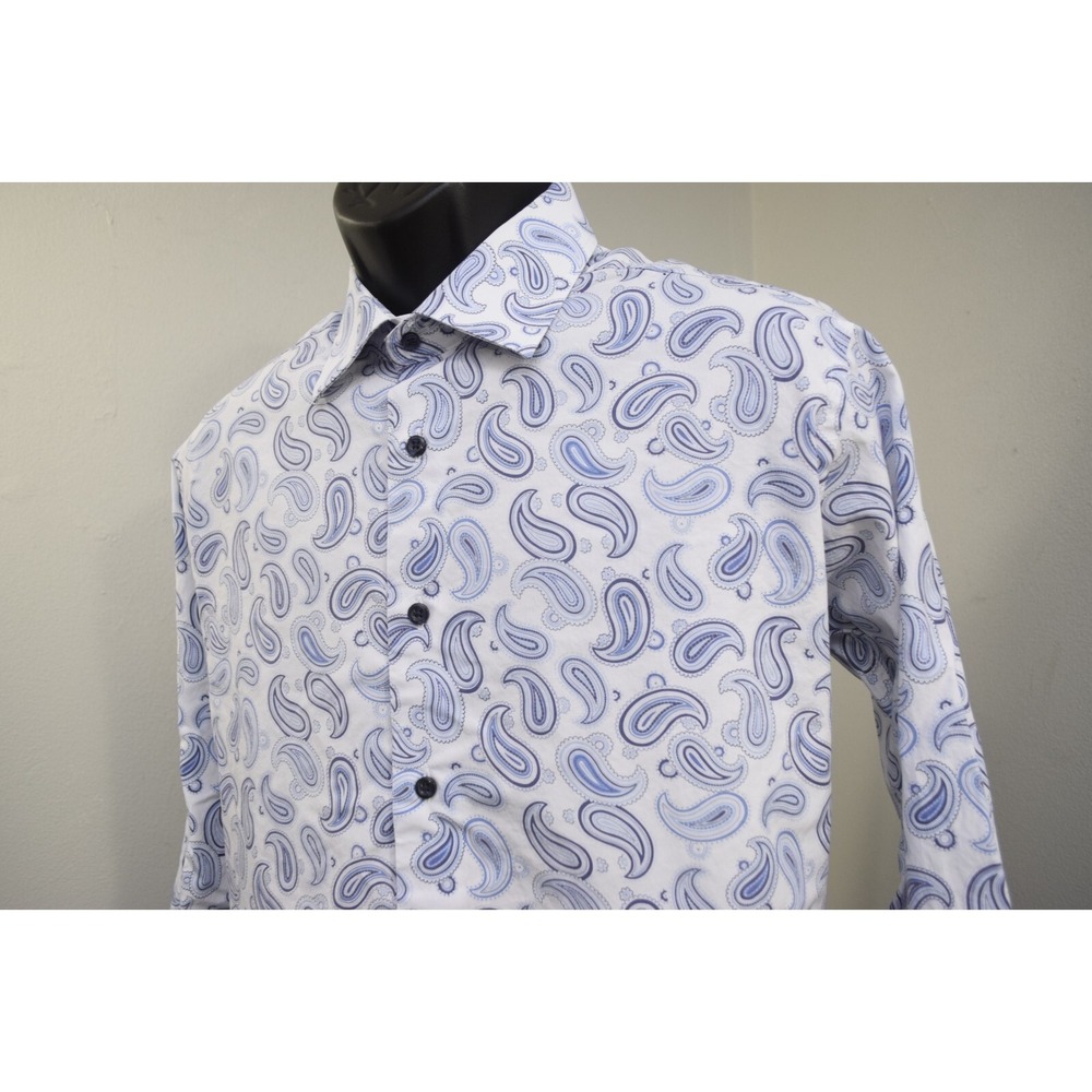 David Donahue Dress Shirt Paisley Long Sleeve Button Up Mens 17.5 34/35 XL